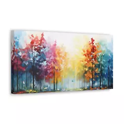 Buy Rainbow Forrest Multi Coloured Oil Painting Print Tree Wall Art Decor • 22.99£