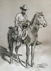 Buy Impressionism Pastel Painting Drawing Dorothy Laz Cowboy On Horseback • 29.09£