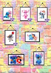 Buy BUY 2 GET 1 FREE DISNEY LILO AND STITCH ANGEL Watercolour Print Wall Art A4 • 2.75£