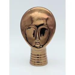 Buy Metallic Head Sculpture Face Mask Bust Modern Contemporary Art Copper Bronze • 16.58£
