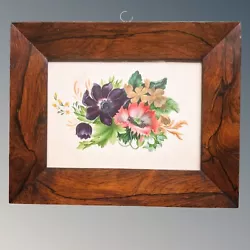 Buy Antique Watercolour Flowers Rosewood Frame • 325£