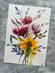 Buy Flower Bouquet | Original Hand Painted | Watercolour Painting | Botanical | A5 • 20£
