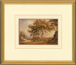 Buy Framed 19th Century Watercolour - Mountain Landscape With Cattle • 147£