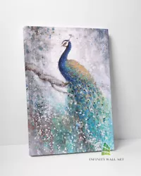 Buy Blue Peacock Canvas Art Oil Painting Abstract Wall Art Framed Print Canvas--D888 • 10.18£