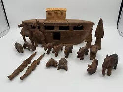 Buy VTG Tanzania African Folk Art Carved Wooden Noah's Ark Animals Noah Wife 18 Pcs • 25.27£