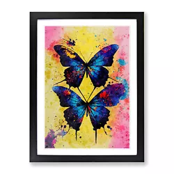 Buy Butterflies Paint Splatter No.3 Wall Art Print Framed Canvas Picture Poster • 24.95£
