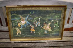 Buy Antique - Indian Painting On Silk 'The Hunt' - Royal Artwork - Framed Original • 35.99£