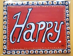 Buy  Original Acrylic Painting On Recycled Card 'Happy' By Michelle Ranson • 4£