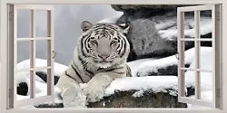 Buy White Tiger In Winter Snow 3D Effect Window Canvas Picture Wall Artwork Prints • 169.99£