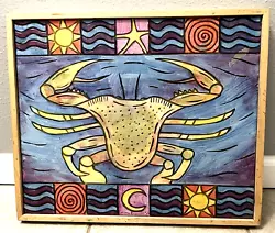 Buy JUBILEE SQUARES Folk Art Mardi Gras Vtg Frame Wood Hand Made Carved Crab Tony K • 538.64£