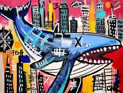 Buy Corbellic Expressionism 12x16 City Whale Contemporary Abstract Painting Neo Art • 0.77£