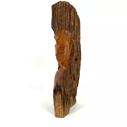 Buy Vintage Hand Carved Wooden Tree Spirit Woman Face Folk Art Eyes Closed Sleeping • 53.71£