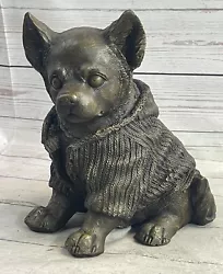 Buy Chihuahua Wearing Sweater Handcrafted Bronze Classic Artwork Sculpture Decor NR • 395.95£