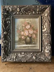 Buy Antique Floral Flowers Oil Painting Canvas Ornate Heavy Frame Signed (1of2) • 50£