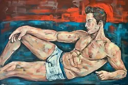 Buy Naked Man Gay Nude Male Oil Painting Homoerotic Sexy Young Erotic Wall Art • 780£