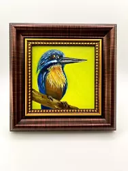 Buy Kingfisher Bird Wildlife Original Oil Painting VINTAGE FRAMED Realistic Artwork • 65£