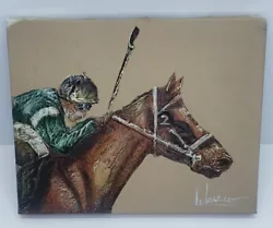 Buy Original Walcutt Painting Textured Horse Jockey Home Decor Art Brown White Green • 124.03£