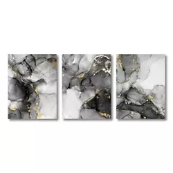Buy 3PCS Abstract Black And White Gold Marble Art Canvas Painting Wall Decor Home • 12.22£