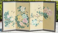 Buy Beautiful Painted Asian Screen Of Flowers, Birds And Butterflies,  Lovely & FINE • 533.92£