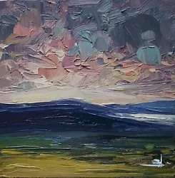 Buy Mountain Lake Landscape Oil Painting Vivek Mandalia Impressionism 8x8 Original  • 0.99£