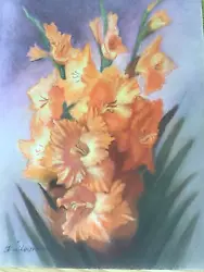 Buy Iris Still Life Painting In Pastels  On Card W36 X L48cm Signed Vintage • 22£