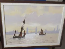 Buy Original Oil Of Thames Barges In Front Of Tower Of London By Cushing • 49.99£
