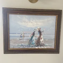 Buy Antique Vintage Oil Painting. Beach Scene. • 45£