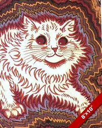 Buy Louis Wain Red & White Cat Animal Painting Wild Pet Art Real Canvas Print • 14.21£