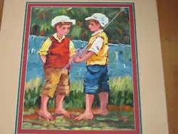 Buy Original Oil Painting Of 2 Boys With Fishing Rod By Petra Stiglingh • 75£
