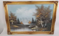 Buy Woods By The Waters Edge Acrylic On Canvas Framed Painting R Wood • 99£