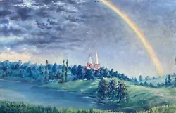 Buy Oil Painting Unframed Rainbow Over The Church A.Lesik Original Artwork N884AAA • 458.46£