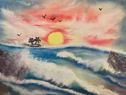 Buy Canvas Oil Painting 11x14 Bob Ross Inspired Ocean  Beach Wave Birds Hand Painted • 24.81£