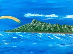 Buy Original 12x16  Canvas Painting Hawaii Diamond Head By Kiana Sutherland • 78.55£