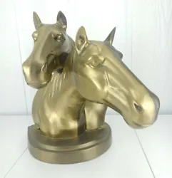 Buy Vintage Brass Horse Head Bust Sculpture Two Heads 13  Tall Large MCM Home Decor • 148.10£