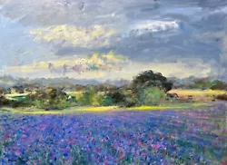 Buy AskArt Nino Pippa Original Painting Of Provence-Iris Field By The Rhone  18 X24” • 2,210.21£