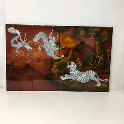 Buy Vietnamese Lacquer Painting/Set Of Four Four-panel Dragon And Tiger (70) #905 • 15.71£
