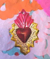 Buy Mini Mexican Tin Heart Milago Authentic Handcut & Painted Folk Art #15 • 3.75£