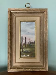 Buy RUSTIC BARN WOOD FRAME Signed Rural Barbed Wire Fence Oil Painting 14 X 9 • 17.36£