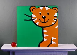 Buy Vintage Original Nursery Painting Acrylic On Chipboard Baby Tiger Hand Painted A • 26£