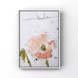 Buy Poppy Watercolor Painting Original Floral Art Poppy Flower Simple Art Minimalism • 20.72£