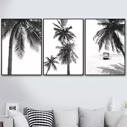 Buy Nordic Tropical Palm Tree Canvas Painting Black White Beach Print Landscape Wall • 39.85£