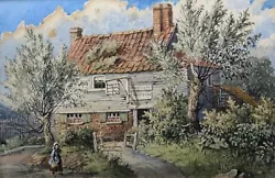 Buy Original C19th Antique Watercolour Painting Bones Gate Pub Chessington Landscape • 43£