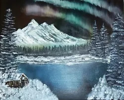 Buy Northern Lights Oil Painting Inspired By Bob Ross 18in X 22in 20% To HELP4HEROES • 49£