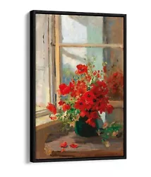 Buy Olga Wisinger, Bouquet Of Poppies By Window -float Effect Frame Canvas Art Print • 24.99£