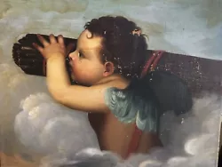 Buy Love Dans Les Clouds Oil On Canvas XIX ° Th Century Painting Antique Angel Hst • 1,077.79£