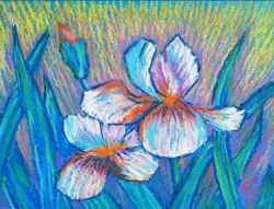 Buy Iris Oil Pastel Paintings, Flowers In The Van Gogh Still. Without Frame.33x23 Cm • 22.48£