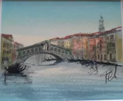 Buy Small  Signed Water Colour Painting Of Rialto Bridge Venice • 15£