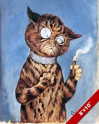 Buy Smoking Sophisticate Tomcat Tom Louis Wain Painting Cat Art Real Canvas Print • 14.33£