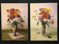 Buy Vintage Pair Of  Unframed Still Life Floral Watercolours, Signed Phedora Gay • 39.99£