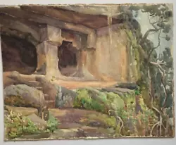 Buy VINTAGE 1920’s Watercolour Hidden Cave With Trees • 14.99£